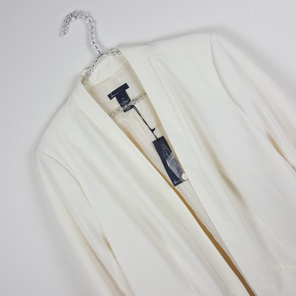 Lane Bryant Ivory Open Front Blazer